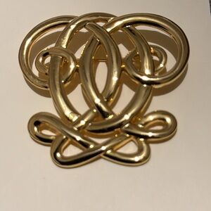 Vintage Gold Swirl Symbol Brooch Pin